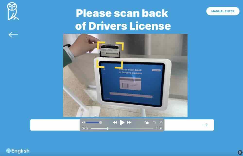 Visitor Management System Driver License Screen